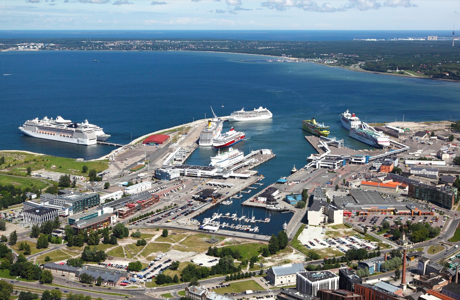 Aerial view of Tallinn's harbour