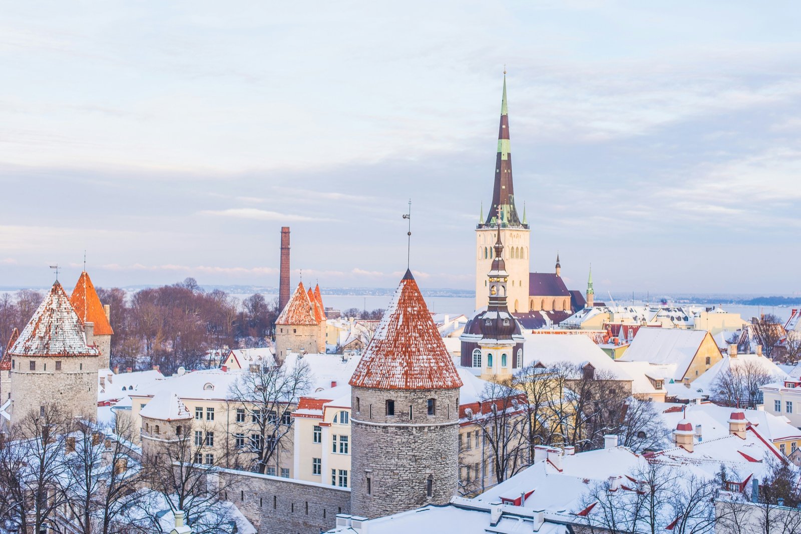 Tallinn Old Town in winter snow