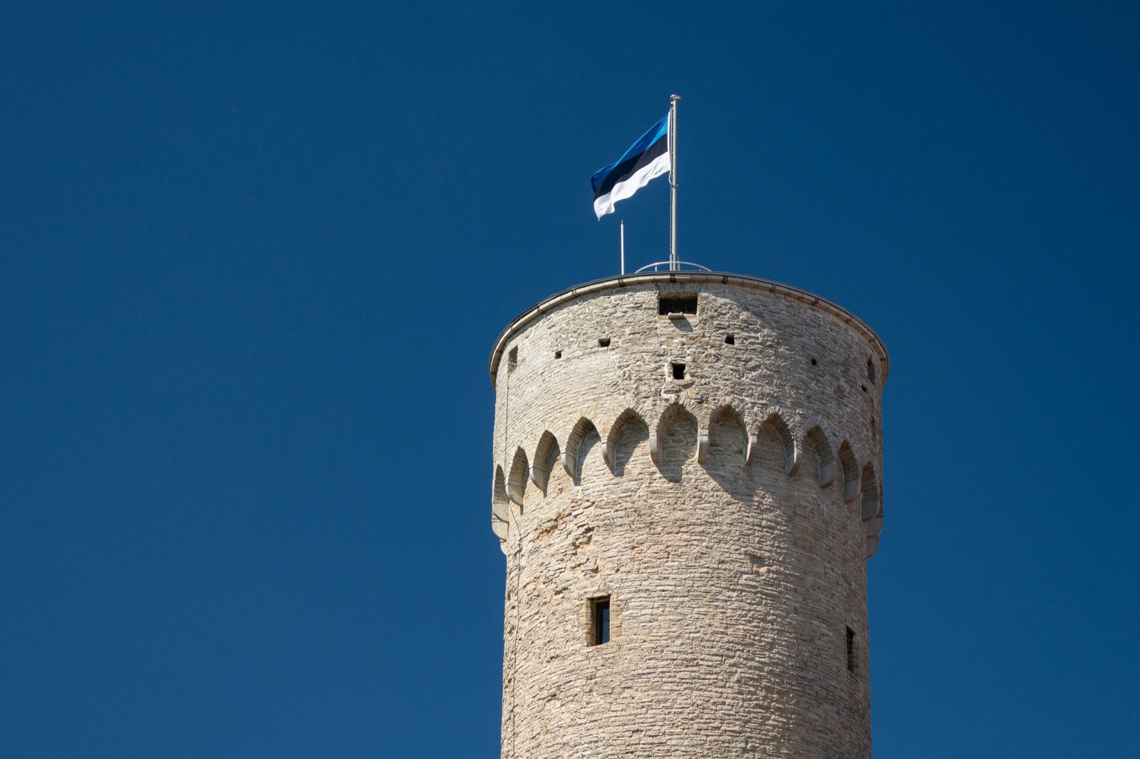 Estonian flag flying atop Pikk Hermann tower, Tallinn